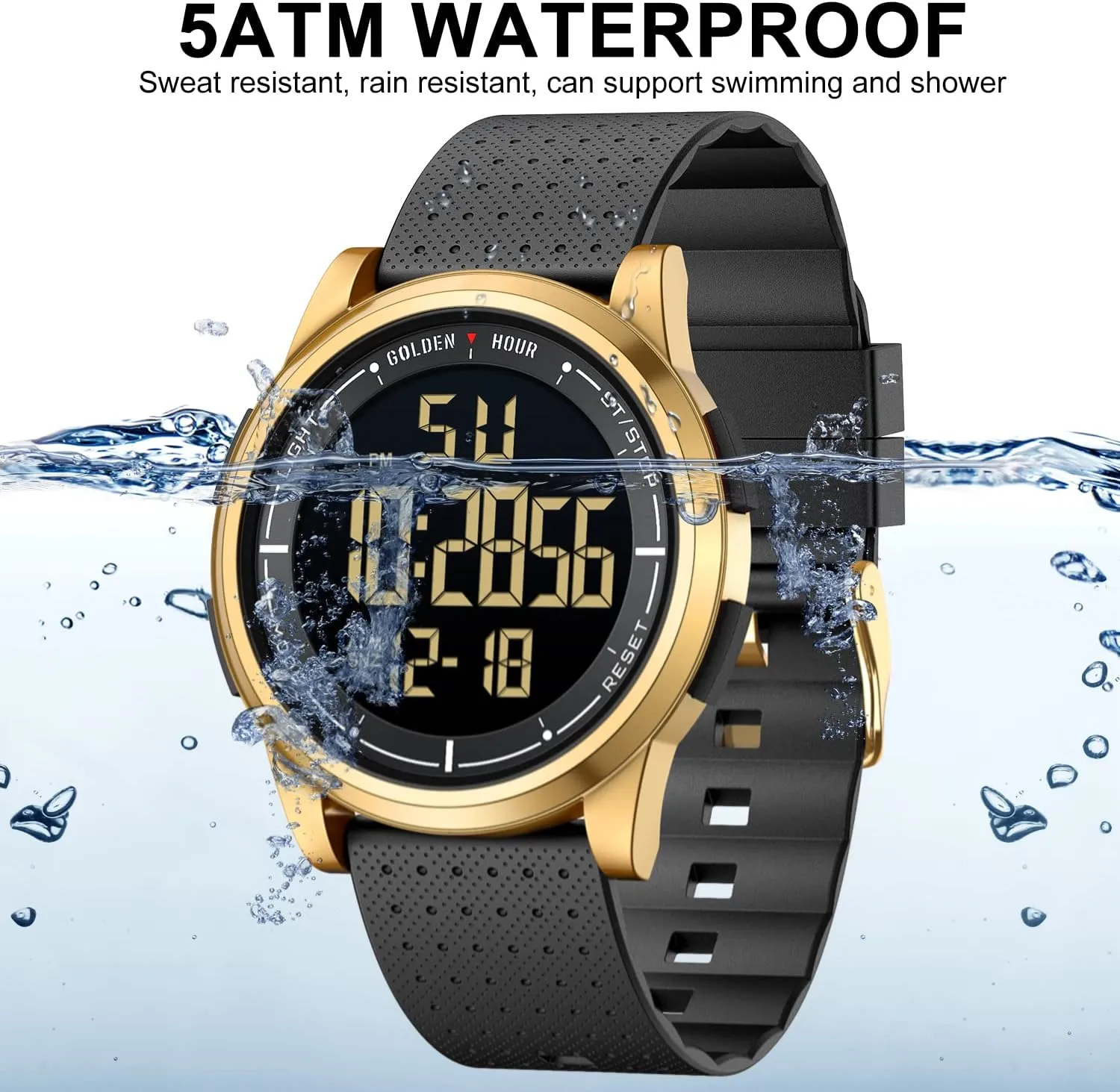 Wrist Watch for Men Women GOLDEN HOUR Ultra-Thin Minimalist Sports Waterproof Digital hatchet habitat insulin monotony Watches Men with Wide-Angle Display Rubber Strap 