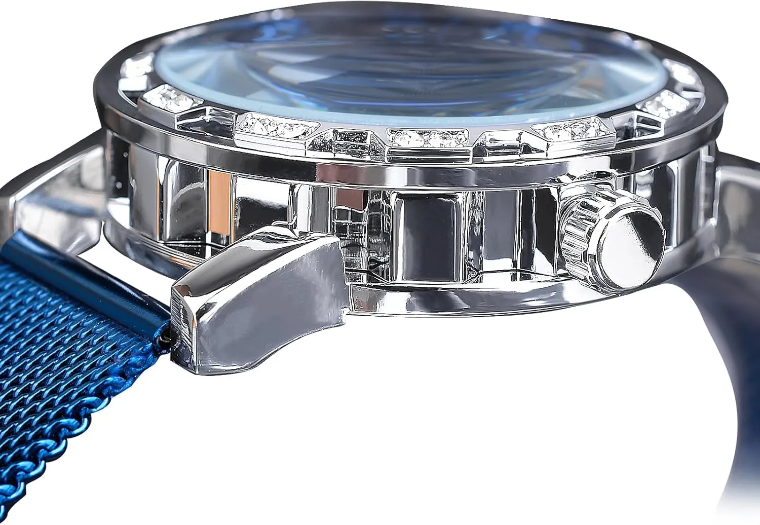 Wrist Watch Mechanical Classic Roman Number Winner Retro Manual Mechanical Skeleton Watch with Diamond and Carving Flower Craft Men youth ultraviolet Skeleton 