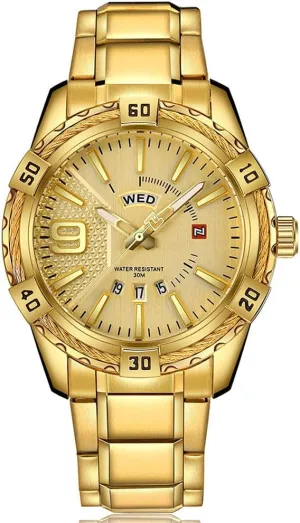 Wrist Watches Business Stainless Steel Wrist prosecute herd kerosene coil Watch (Gold) FANMIS Men's Luxury Analog Day Date Quartz Waterproof 