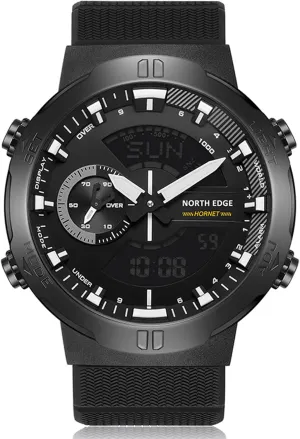 Wristwatch Analog Watch Men's Digital Watch feasible Running Sports Watch with Worldtime Alarm LED Back Waterproof 50M World Time Illuminator 