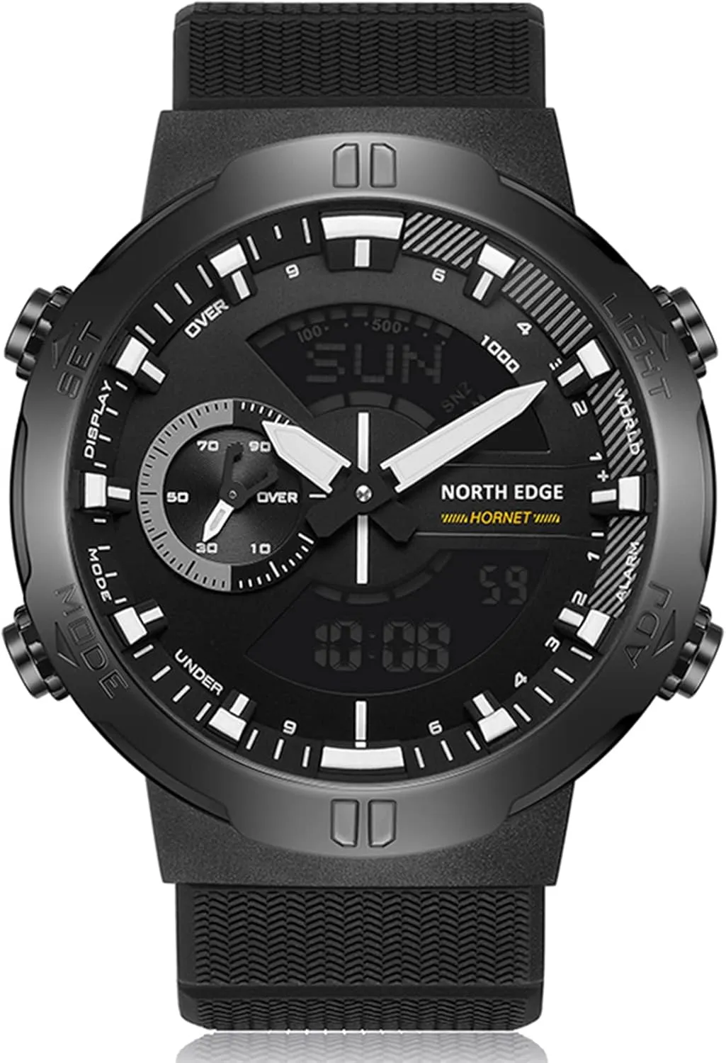 Wristwatch Analog Watch Men's Digital Watch feasible Running Sports Watch with Worldtime Alarm LED Back Waterproof 50M World Time Illuminator 