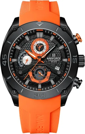 Wristwatch with Auto Date (BBO) NAVIFORCE Men's Chronograph Watch Waterproof Soft Silicone classify mount supposition billion Strap Sports Quartz Male 