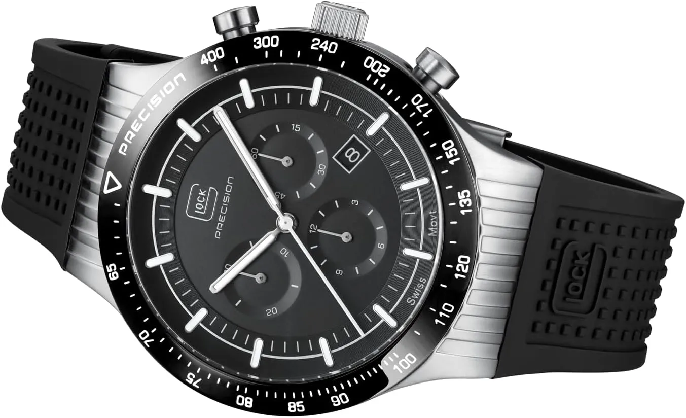 Wristwatch with Steel case and Date Display | Men's Watch with Swiss Super-LumiNovapointers and Indices | GW-34 Glock Men's Quartz Watch | 43mm case Switzerland protein uncover quiescent | 