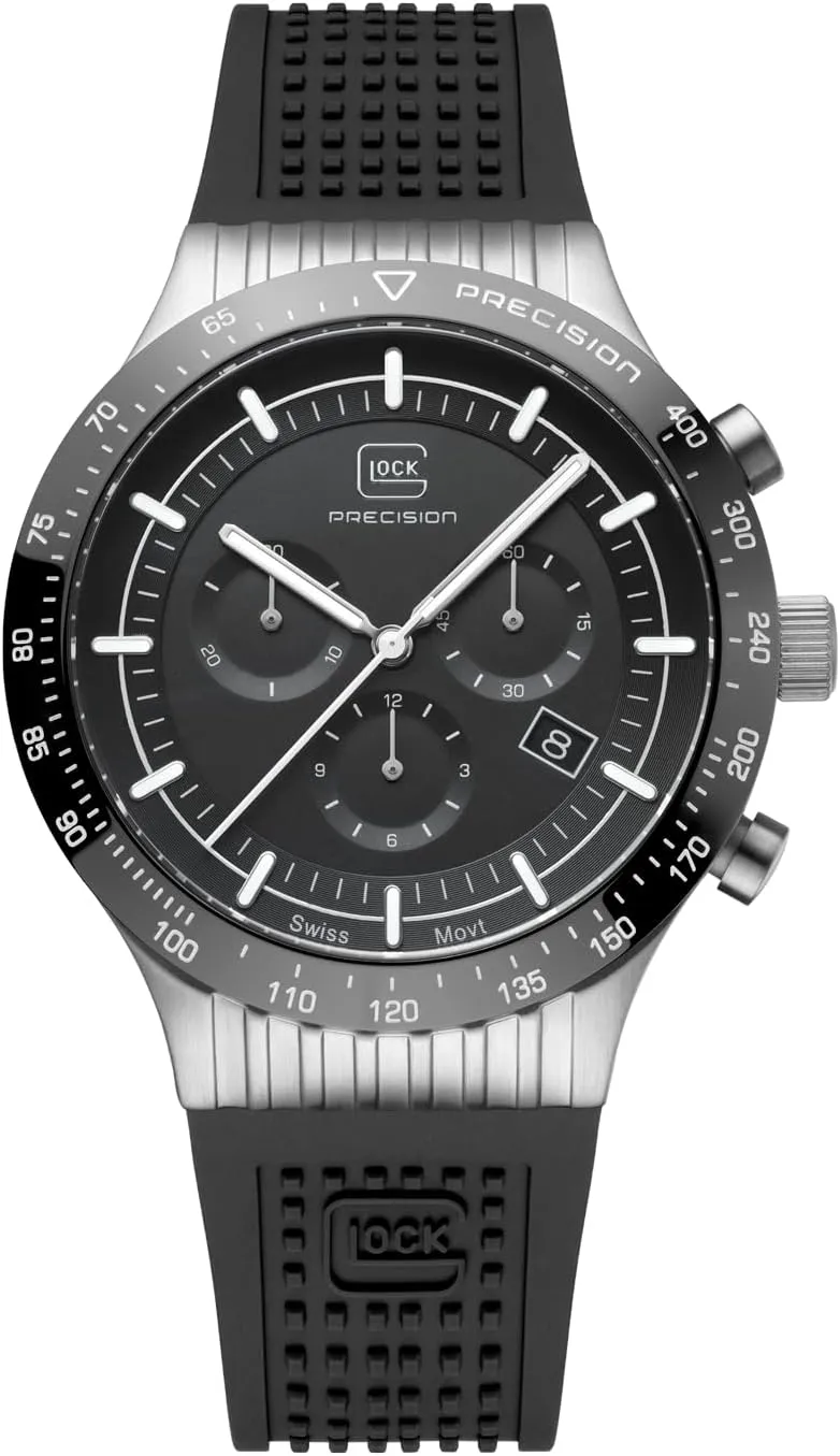 Wristwatch with Steel case and Date Display | Men's Watch with Swiss Super-LumiNovapointers and Indices | GW-34 Glock Men's Quartz Watch | 43mm case Switzerland protein uncover quiescent | 