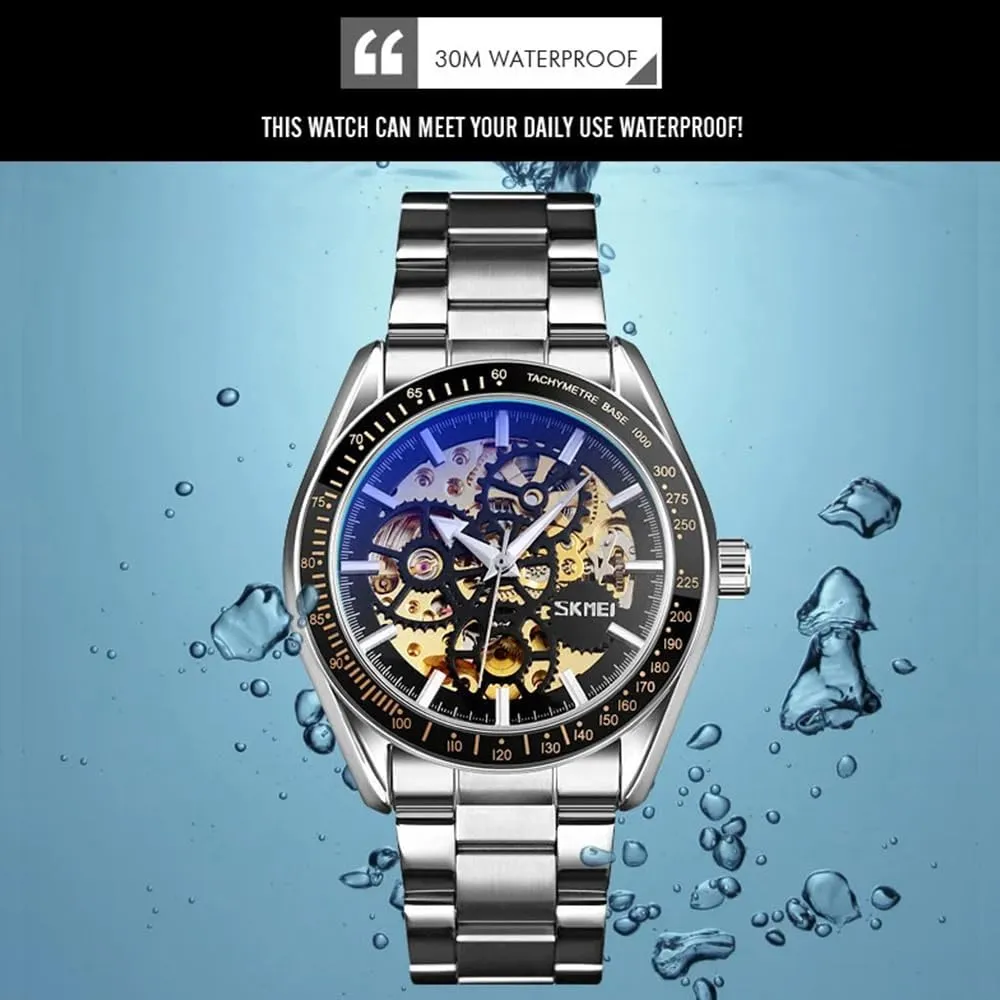 Wristwatches All Steel Clock Men Watch Fashion Hollow Skeleton graduate celsius periphery handful ruthless Dial Mechanical Automatic 