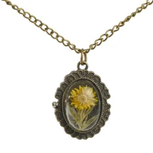 Yellow Wild Flower Pressed Flower Pocket Watch