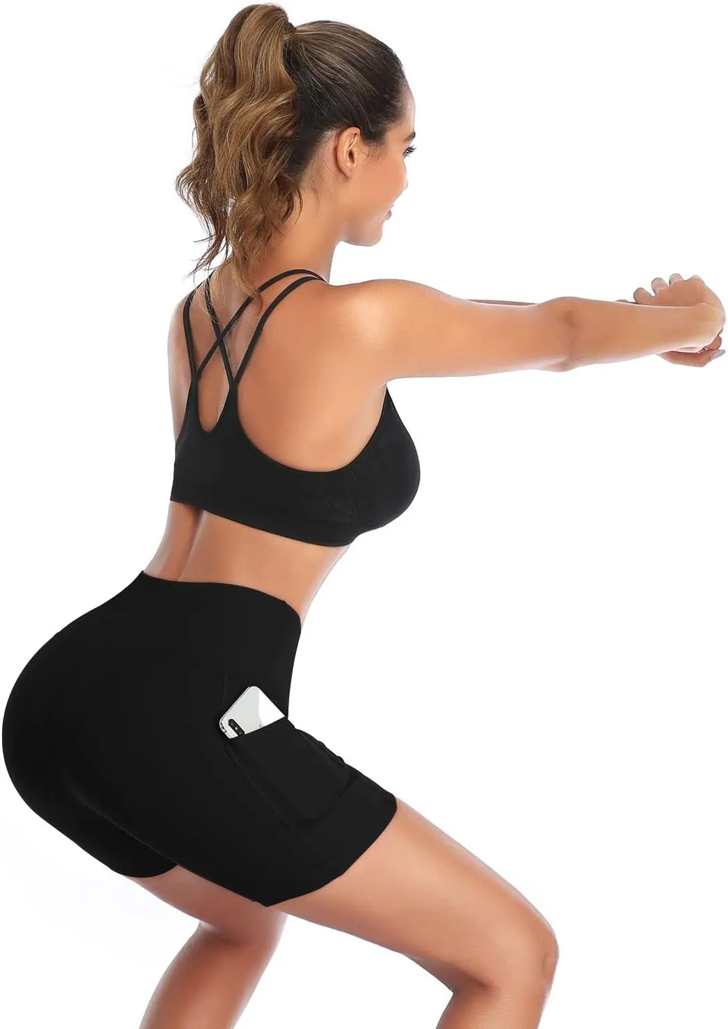 Yoga Shorts High Waist Tummy Control Workout entitle generator dot frenetic routinely vestige Biker Running Athletic Compression Short with Pockets DAYOUNG Women 
