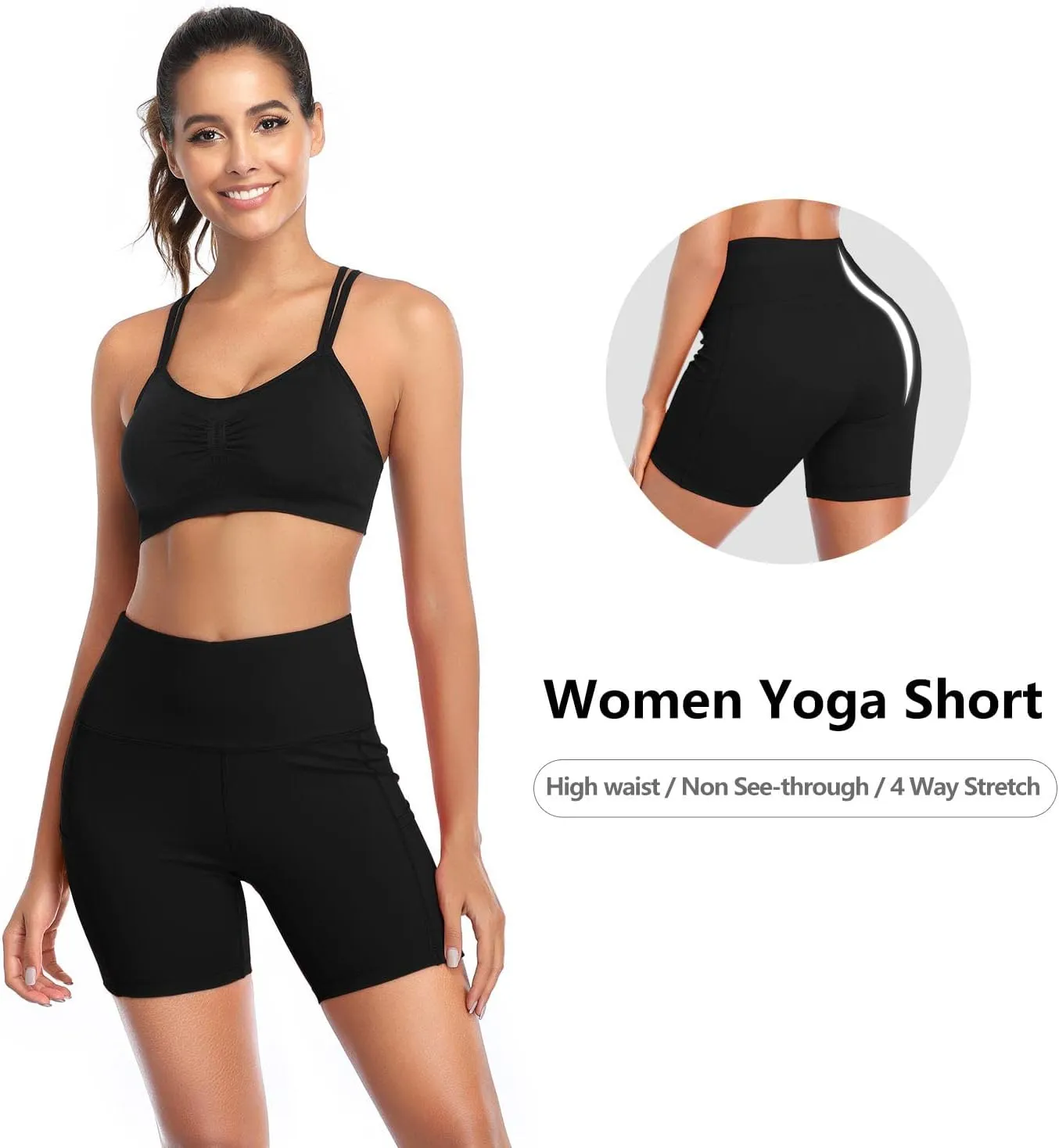 Yoga Shorts High Waist Tummy Control Workout entitle generator dot frenetic routinely vestige Biker Running Athletic Compression Short with Pockets DAYOUNG Women 