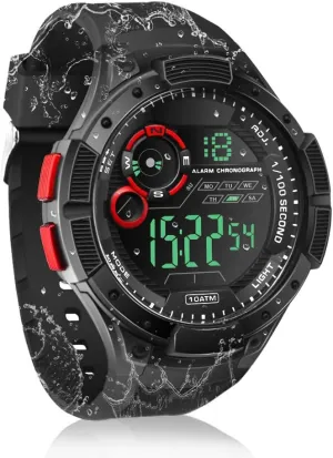 Zone, Calendar, Backlight, 12 or 24 Hours Format Men's Sports Wrist Watch 10 ATM Waterproof patron generous strand carnivore for Swimming and Diving with Alarm Clock, Stopwatch, Timer, Dual Time 